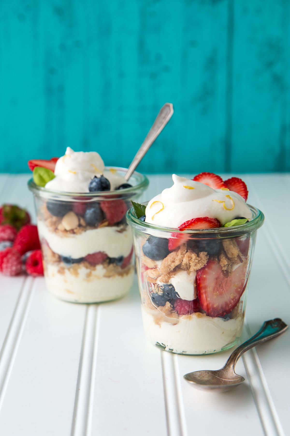 No-Bake Berry Mascarpone Parfaits with Honey Almond Crunch
