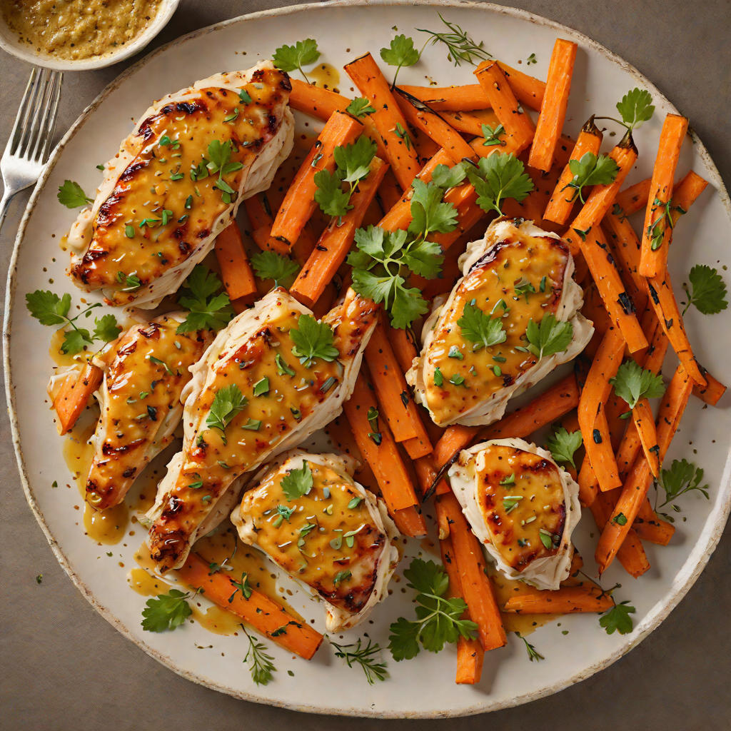 Sautéed Chicken with Honey-Mustard Glaze and Roasted Carrots