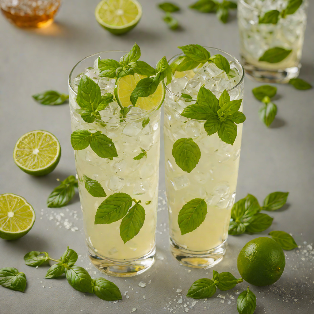 Honey-Lime Gin Fizz with Fresh Basil