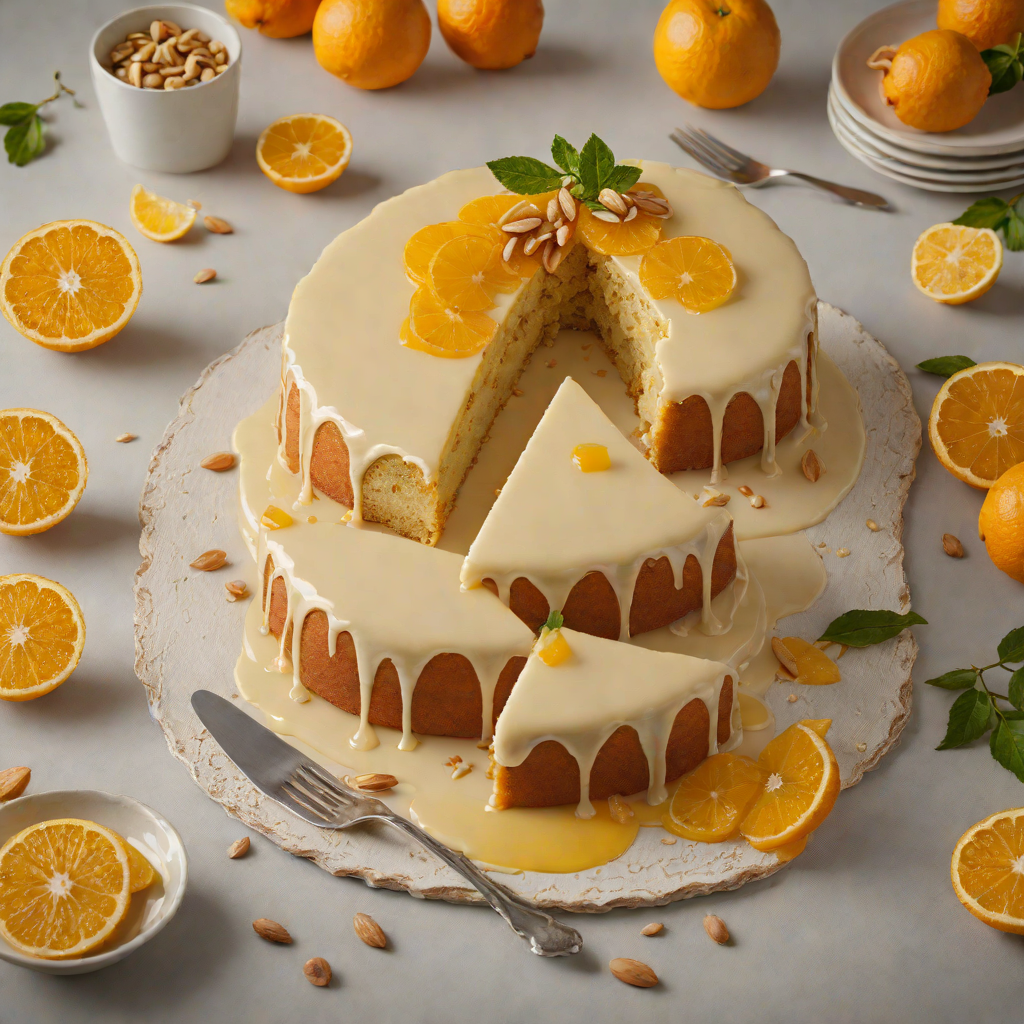 Layered Citrus Almond Cake with Orange Glaze