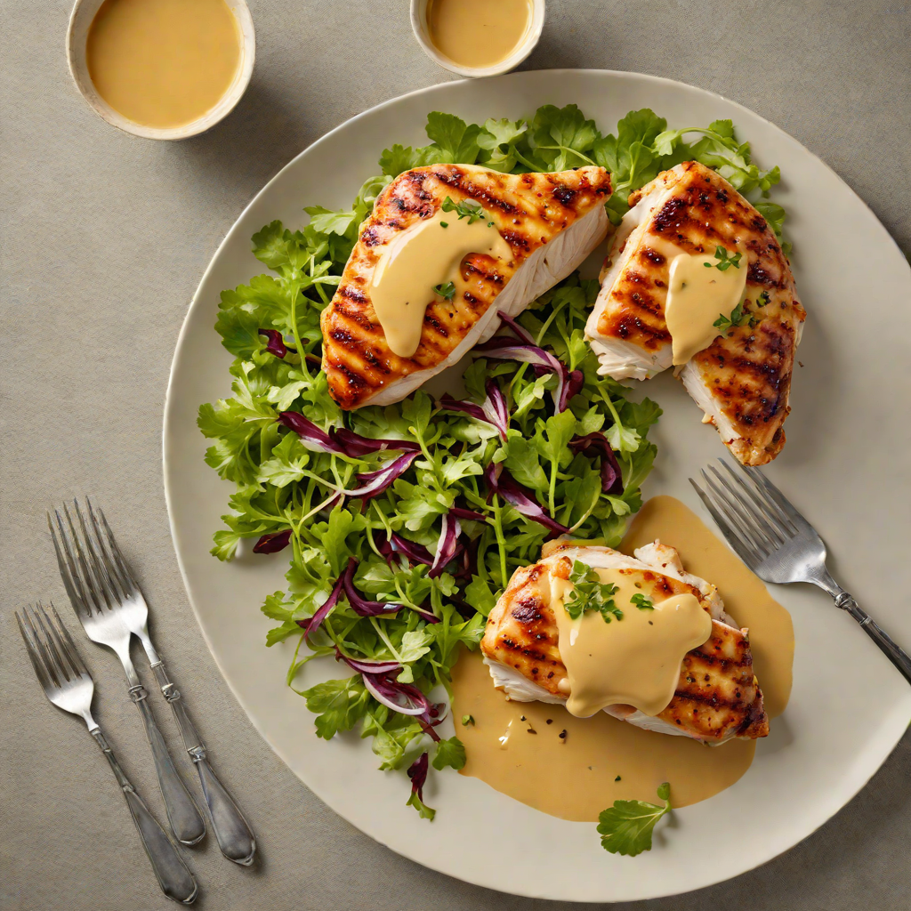 Pan-Seared Chicken with Honey Mustard Glaze and Herb Salad