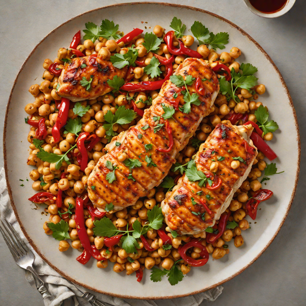 Sautéed Harissa Chicken with Chickpeas and Roasted Red Peppers