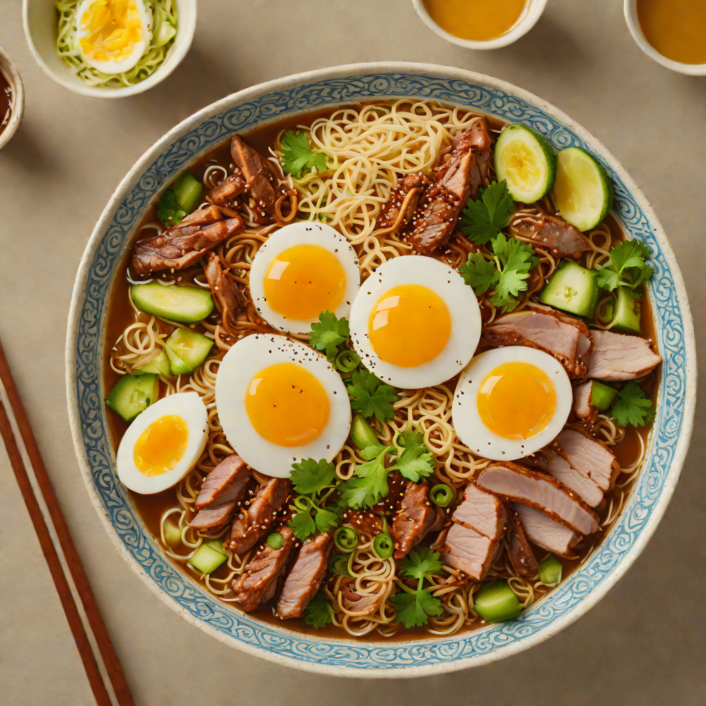 Sesame-Ginger Ramen with Braised Pork and Soft-Boiled Egg