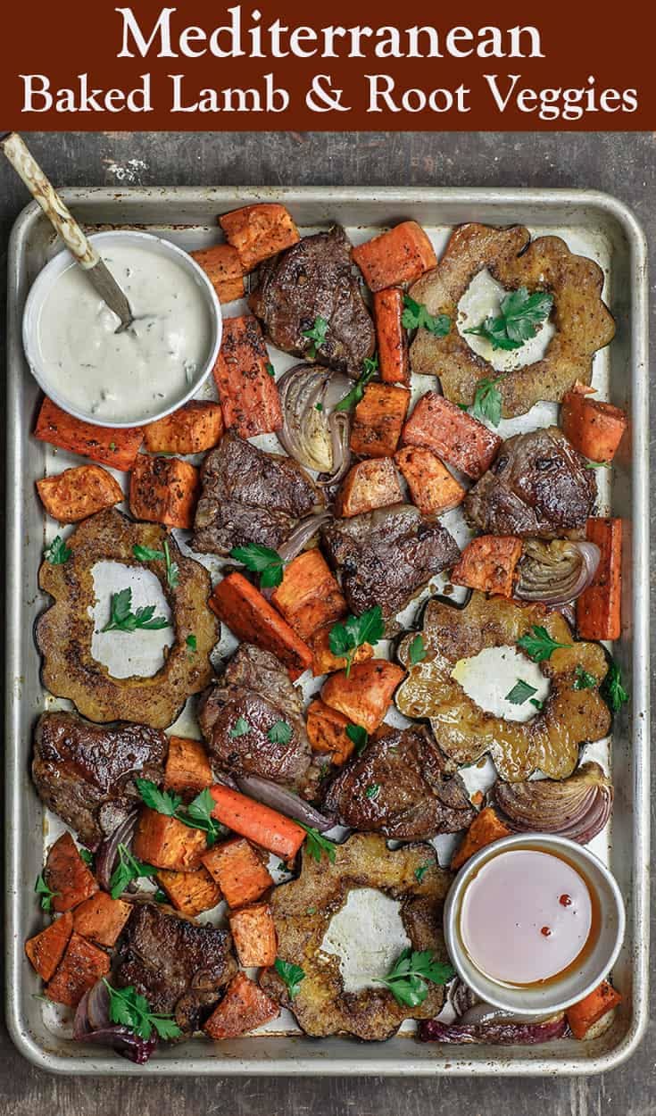 Sheet Pan Harissa-Spiced Lamb with Roasted Root Vegetables