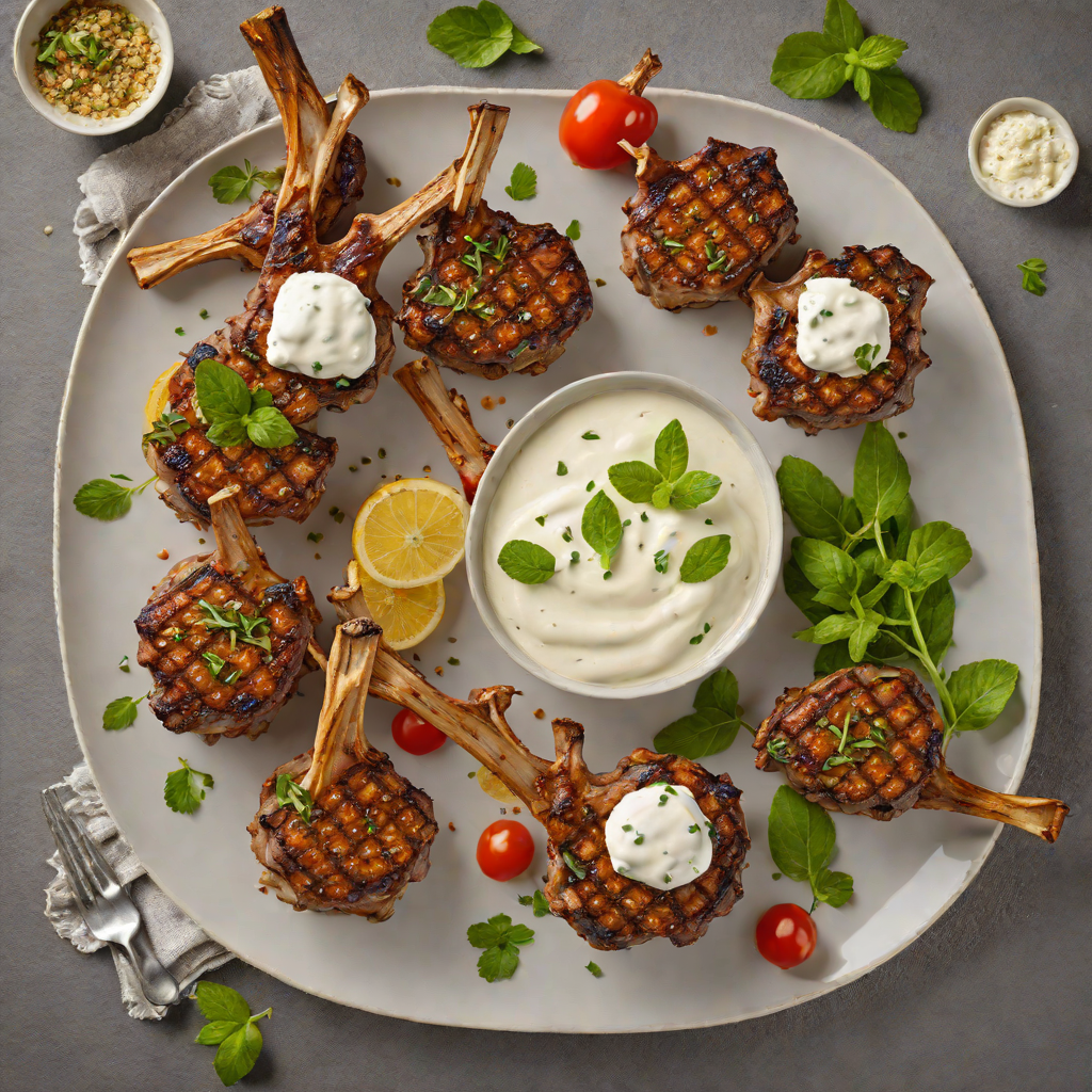 Grilled Herbed Lamb Chops with Mint Yogurt Sauce