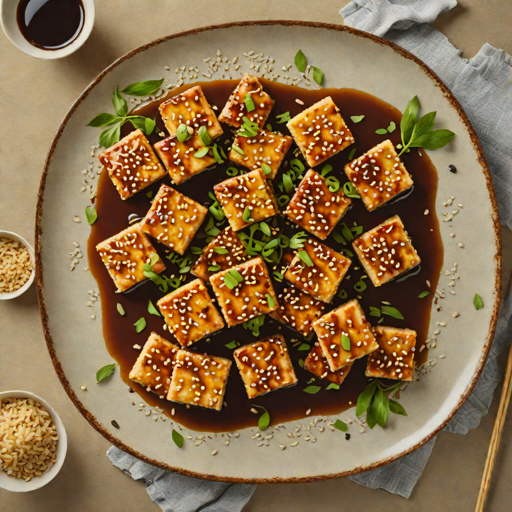 Pan-Fried Sesame Tofu with Ginger Soy Glaze and Scallions