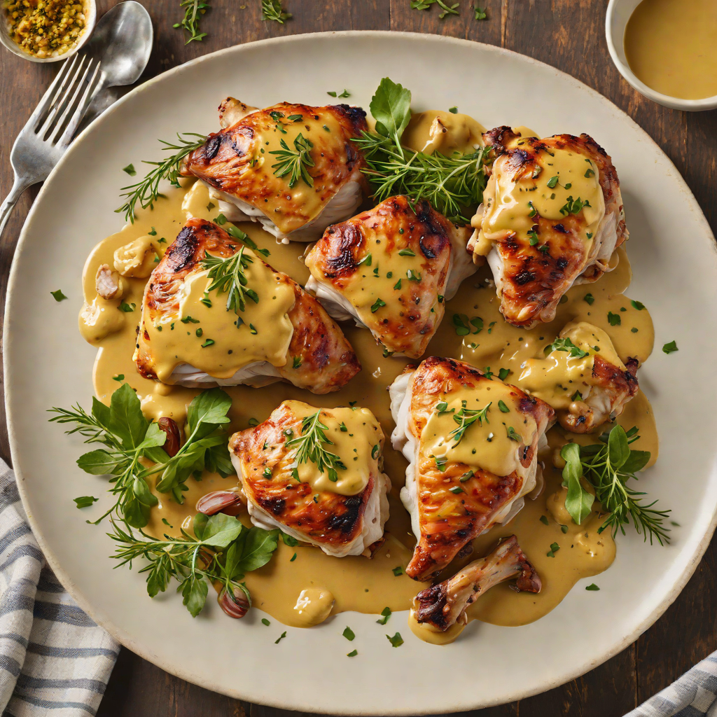 Pan-Roasted Chicken Thighs with Mustard and Thyme Sauce