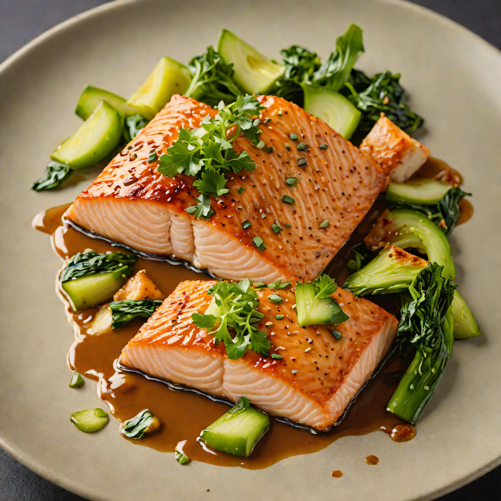 Pan-Seared Salmon with Miso Glaze and Sautéed Bok Choy