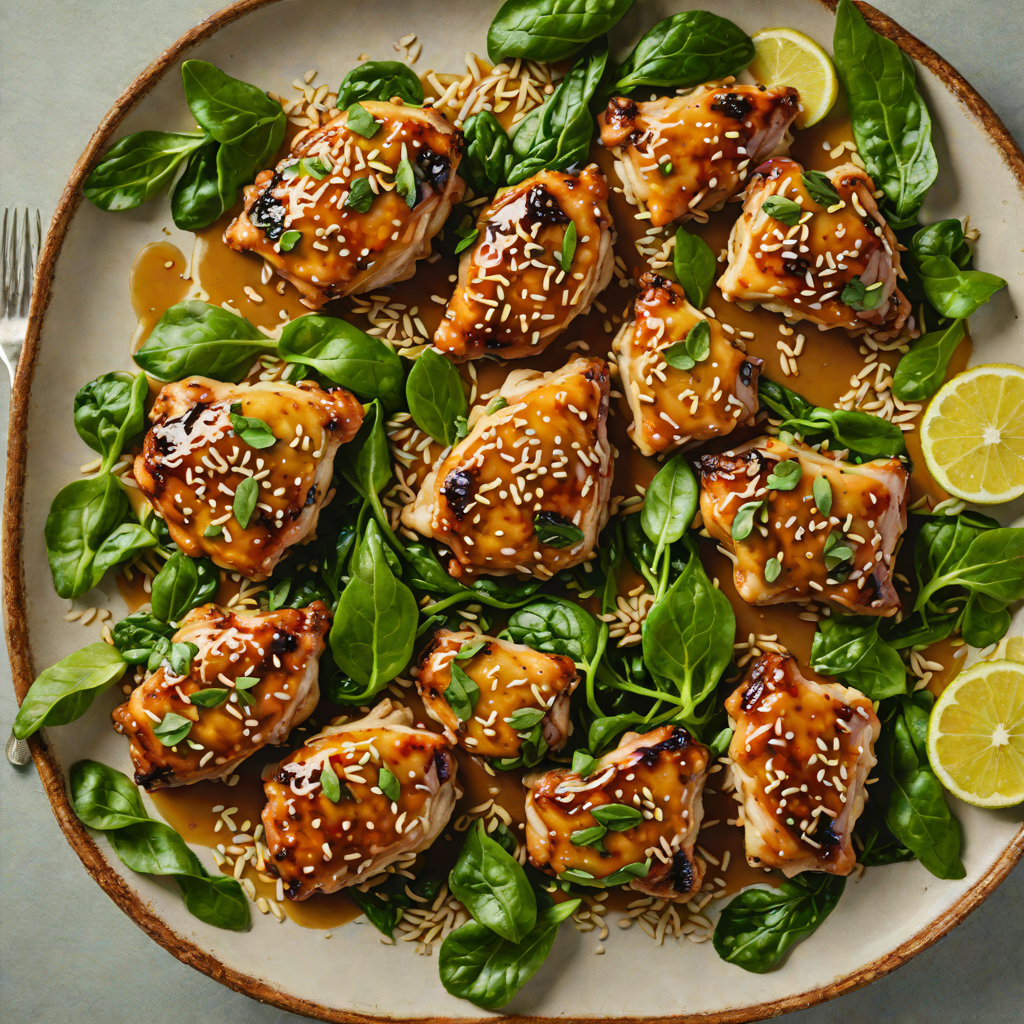 Honey-Ginger Glazed Chicken Thighs with Sesame Spinach