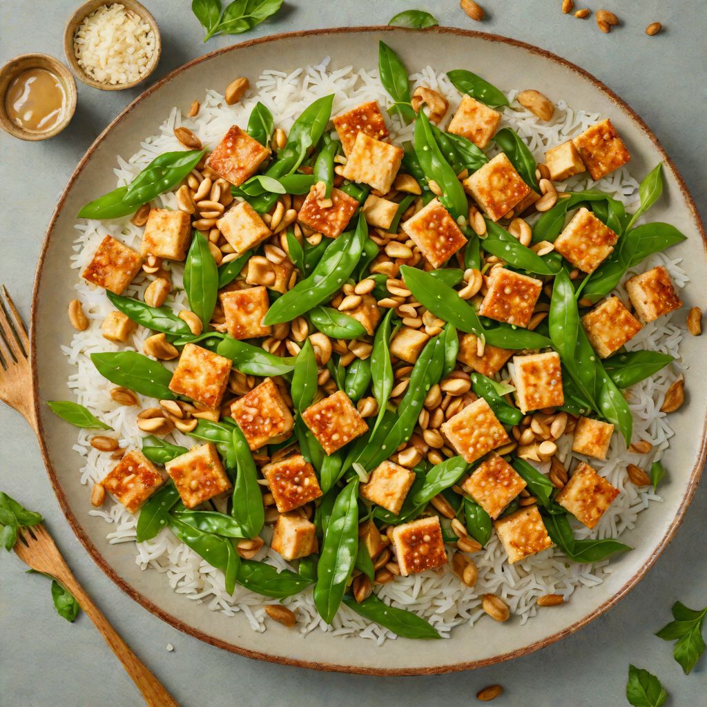 Vegetarian Stir-Fried Tofu with Snow Peas and Cashews