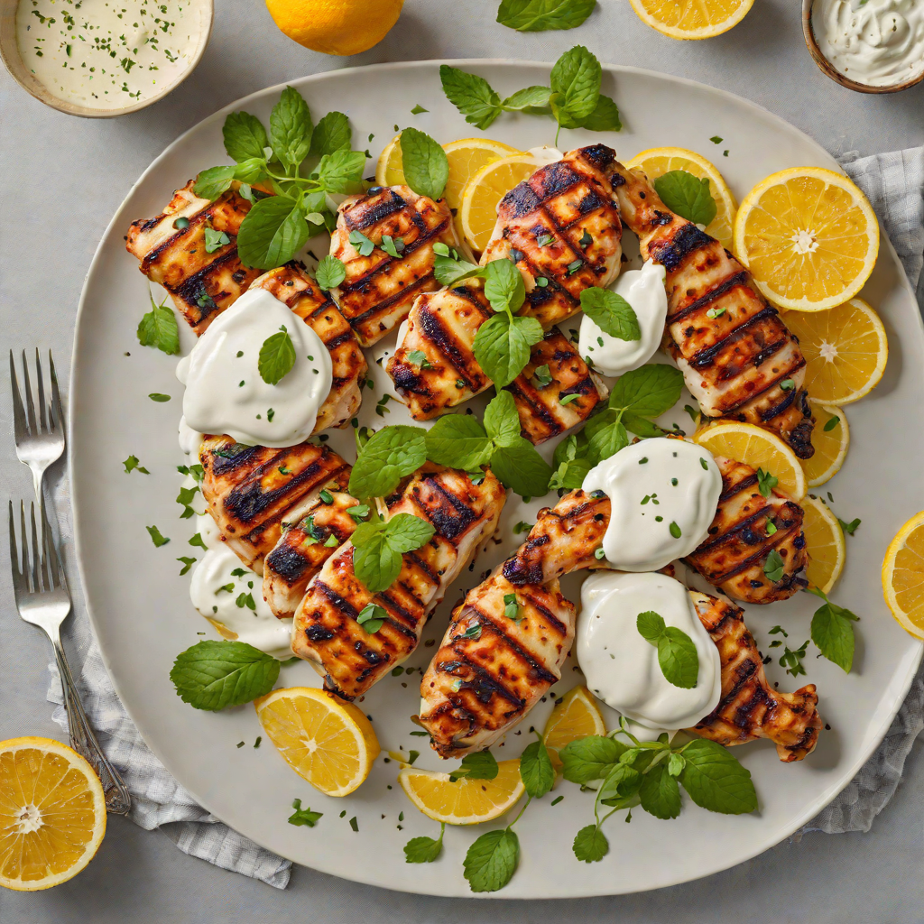 Spiced Citrus-Grilled Chicken with Mint and Yogurt Sauce
