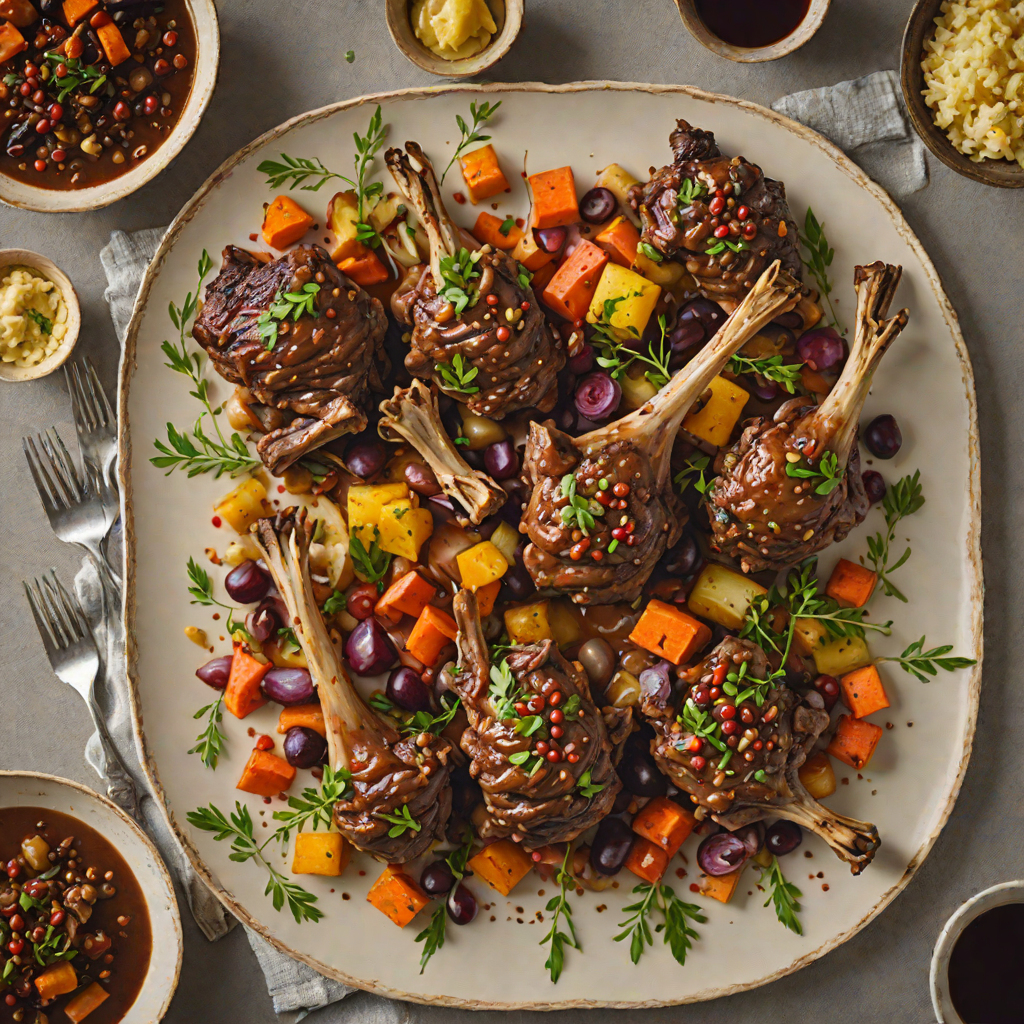 Slow-Cooked Lamb Shanks with Pepperberry and Root Vegetables