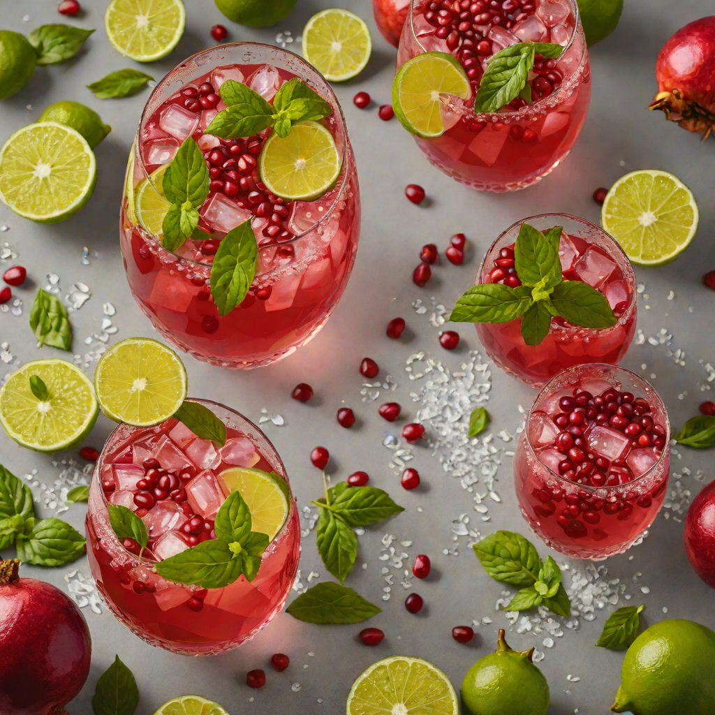 Sparkling Pomegranate Lime Punch with Basil