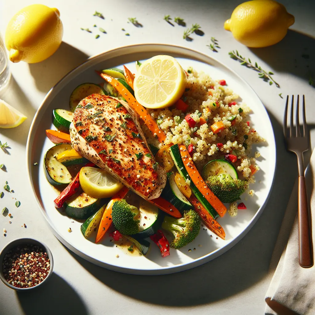 Herbed Lemon Chicken with Quinoa and Roasted Vegetables
