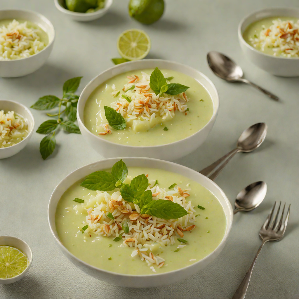 Chilled Green Tea and Ginger Infused Jasmine Rice Pudding
