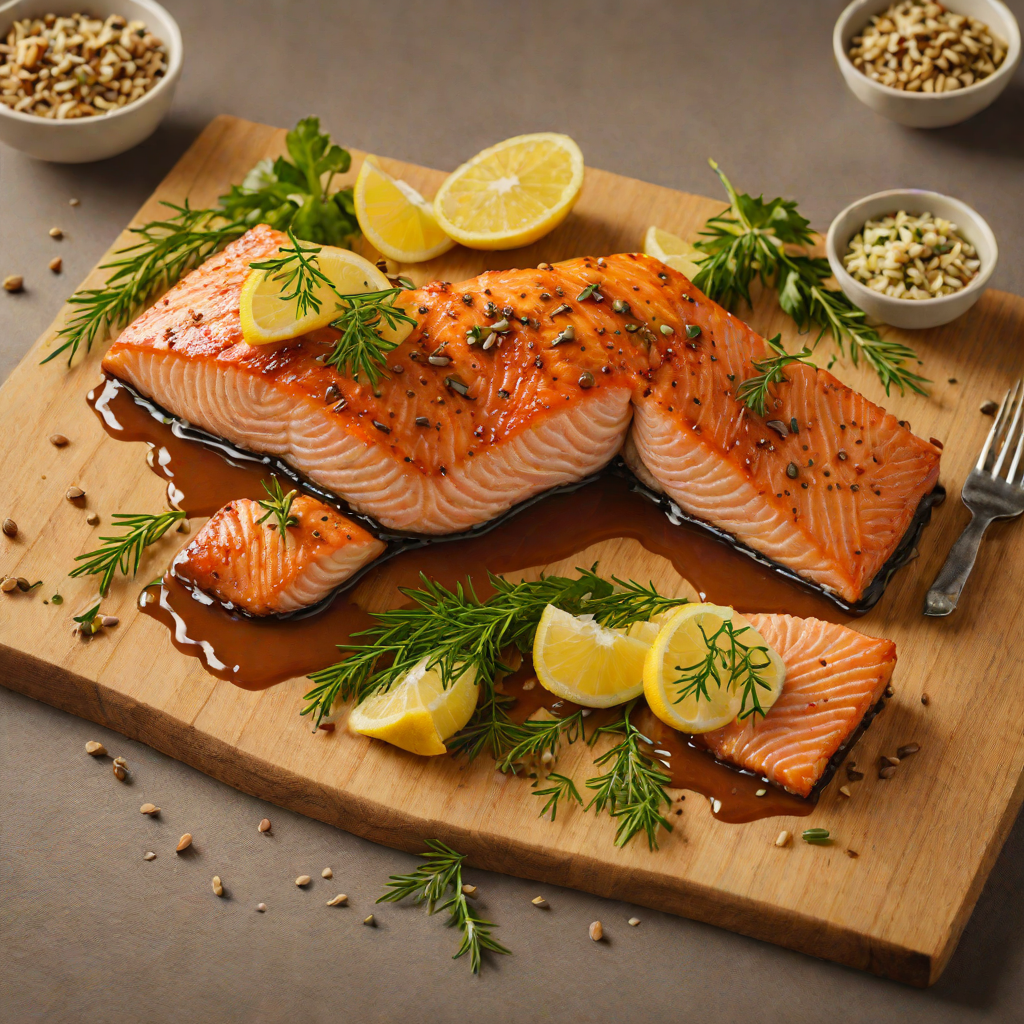 Pan-Seared Salmon with Puget Sound Cedar Plank and Maple Glaze