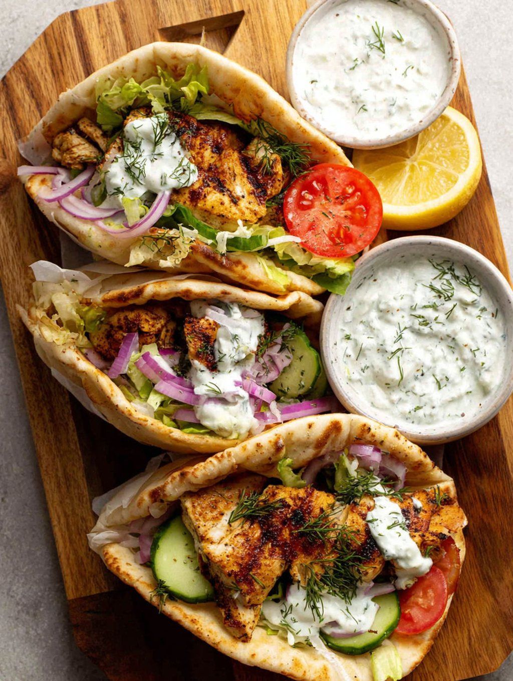 Grilled Gyro-Spiced Chicken Wrap with Tzatziki Sauce