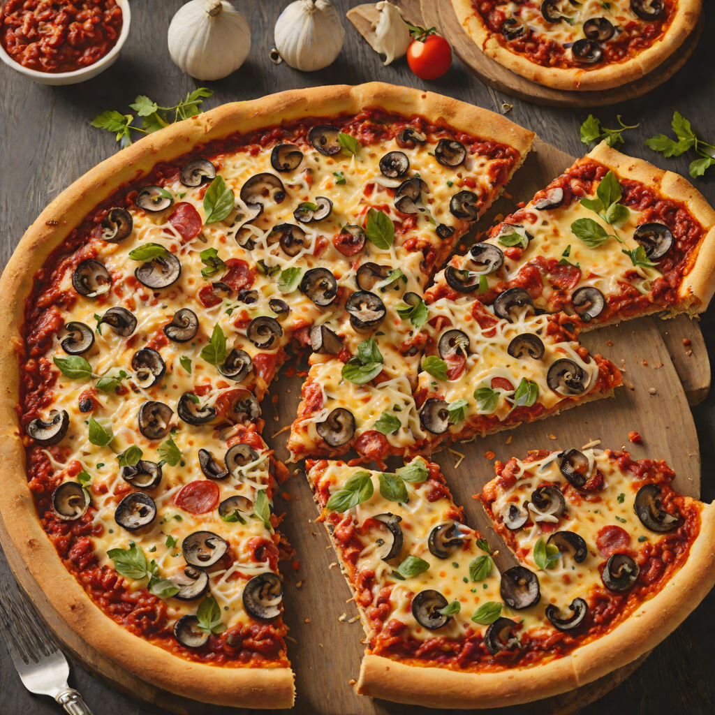 Deep-Dish Pepperoni and Mushroom Pizza with Three Cheese Blend