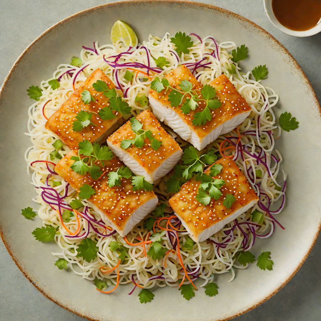 Steamed Ginger-Soy Cod with Scallion Slaw