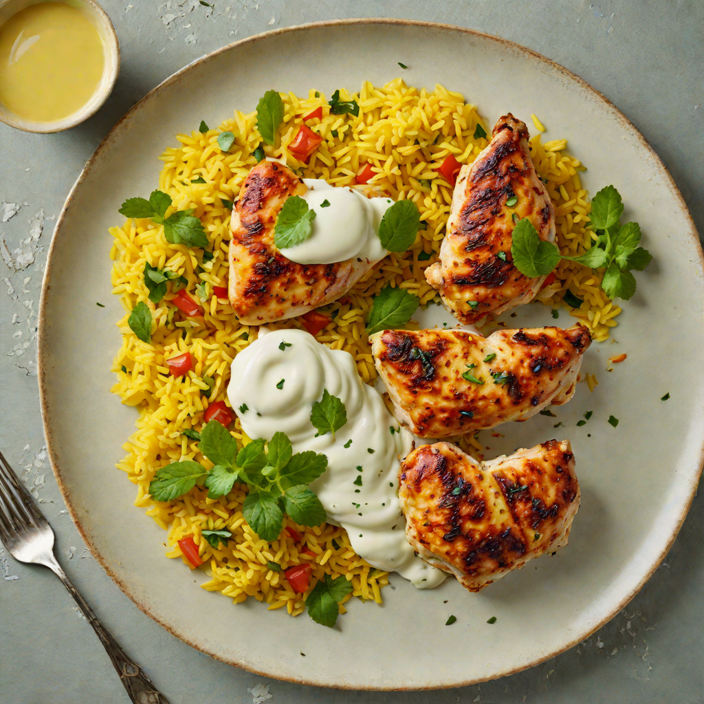 Pan-Seared Chicken with Turmeric Rice and Mint Yogurt