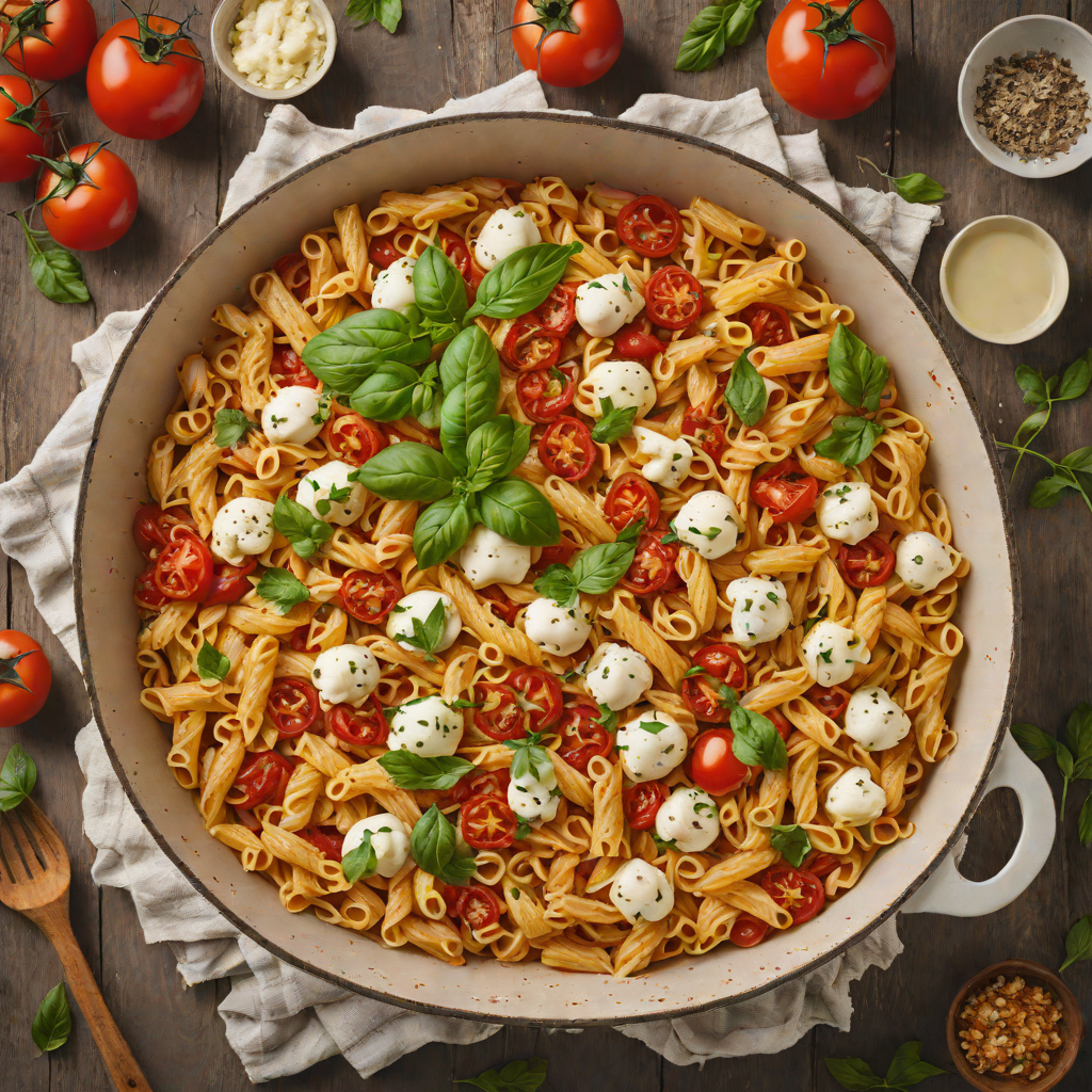 Rustic Italian Oven-Baked Tomato and Mozzarella Pasta