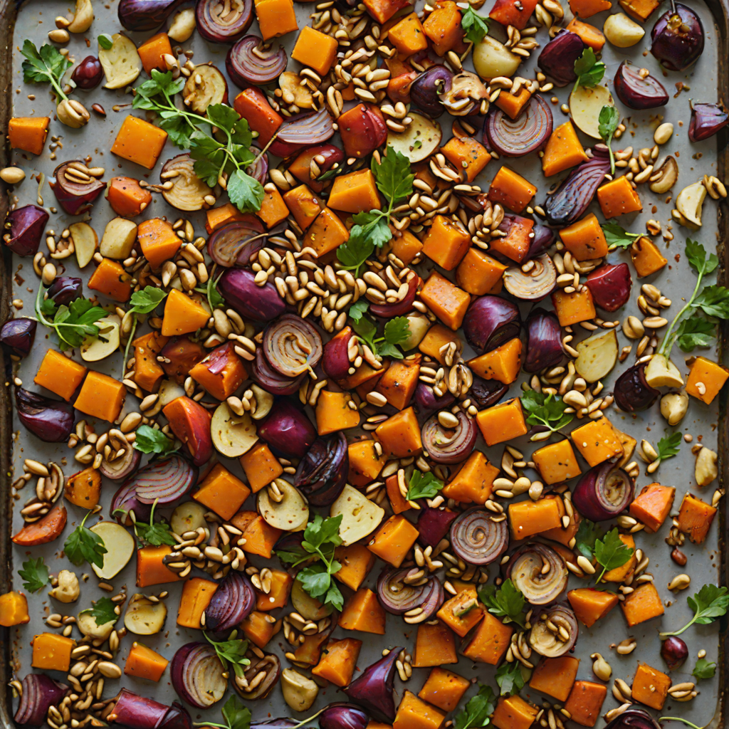 Maple-Cinnamon Roasted Root Vegetables with Toasted Hazelnuts