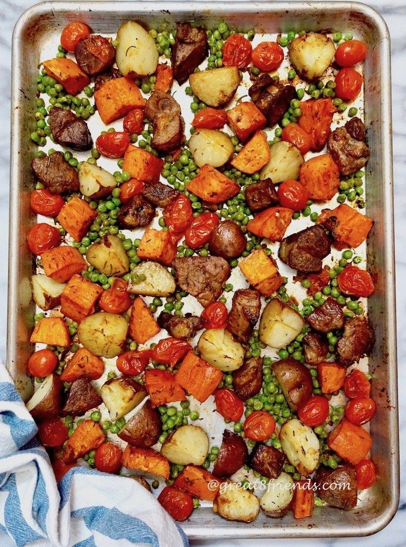 Sheet Pan Aussie Lamb Chops with Roasted Vegetables