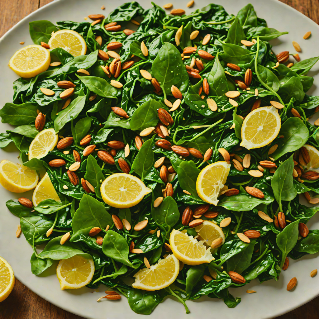Sautéed Garlic Spinach with Lemon and Toasted Almonds