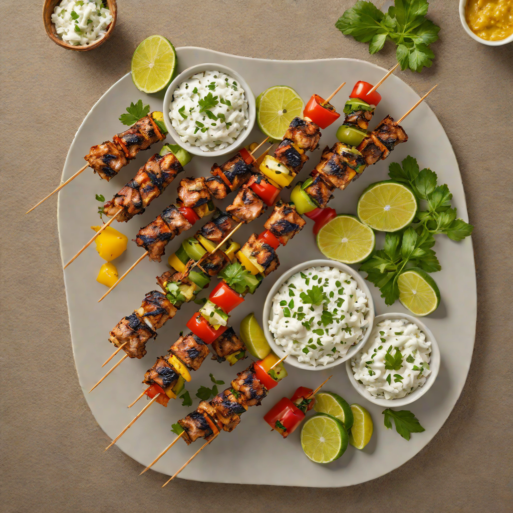 Grilled Kabob Skewers with Tzatziki and Herb Rice