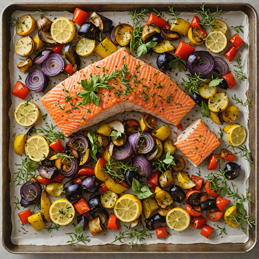 Herbed Mediterranean Sheet Pan Salmon with Roasted Vegetables