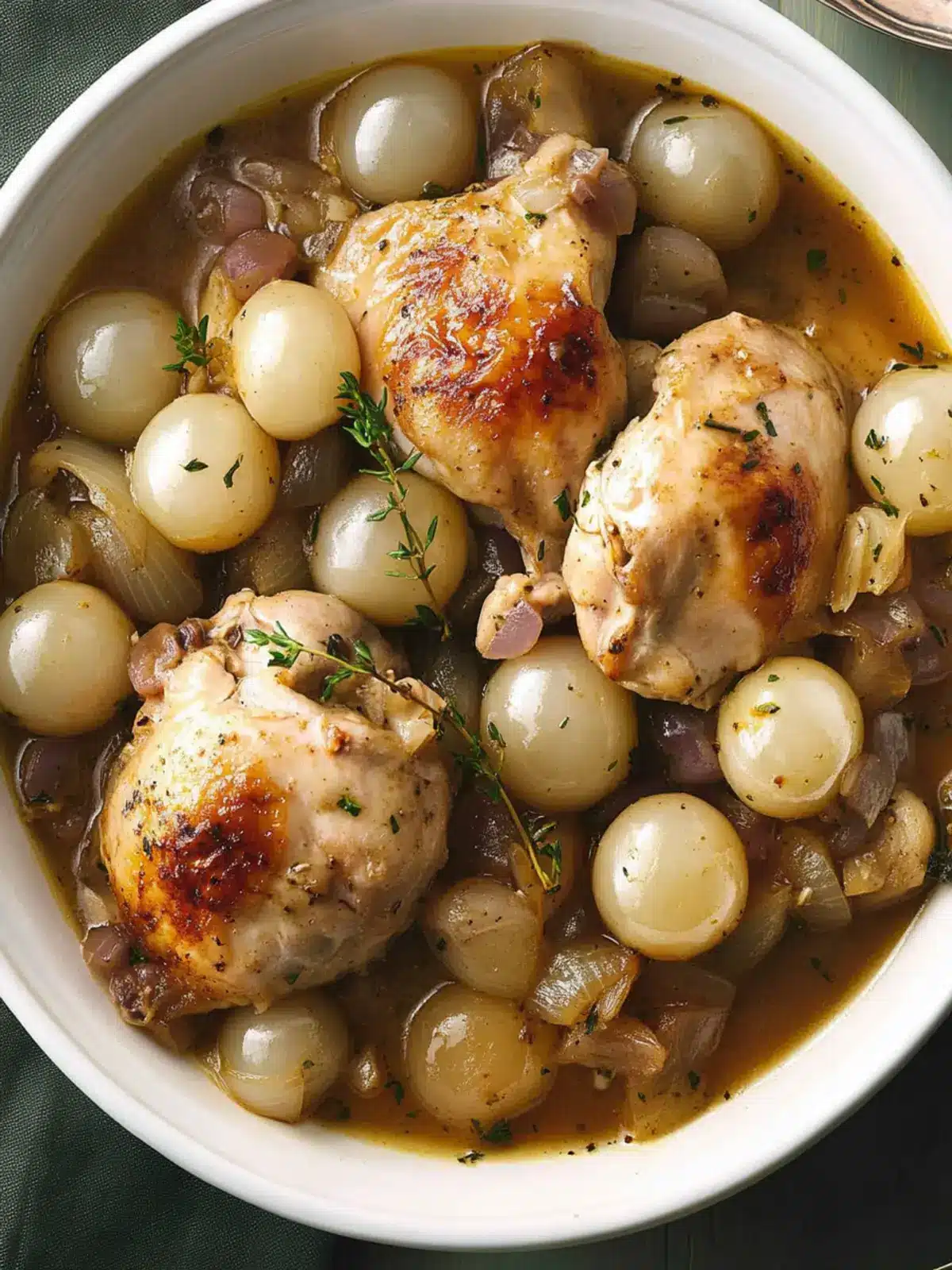 Burgundy-Braised Chicken with Pearl Onions