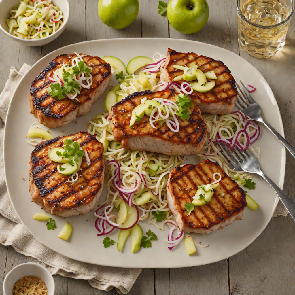 Half-Pint Cider Marinated Pork Chops with Apple Slaw