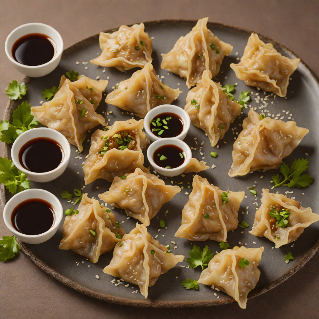 Pan-Fried Pork Dumplings with Garlic Soy Dipping Sauce