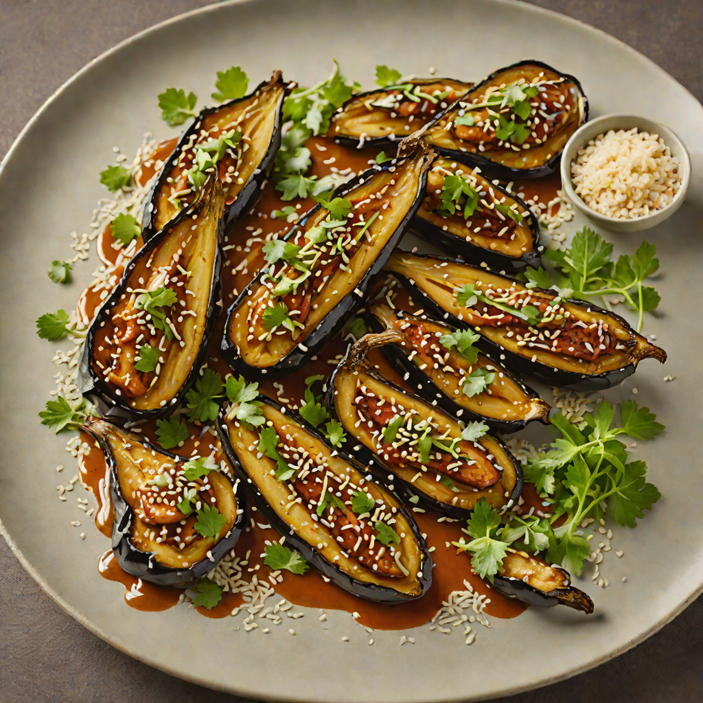Pan-Fried Miso-Glazed Eggplant with Scallion and Sesame Dressing