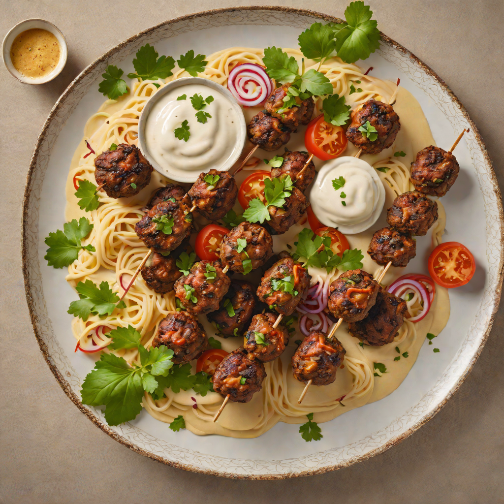 Grilled Arabic Lamb Kofta with Tahini Yogurt Sauce
