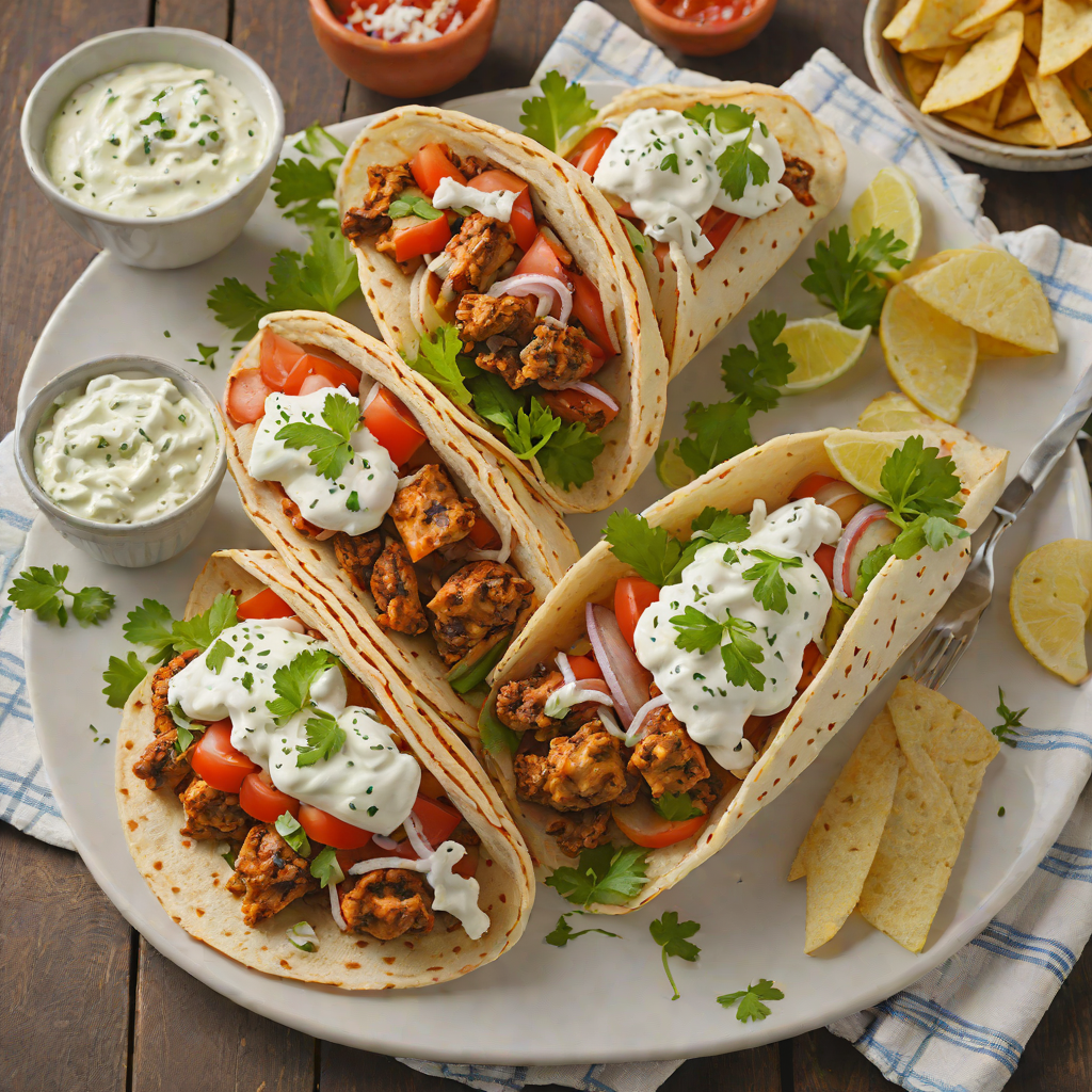 Grilled Gyro-Spiced Chicken with Tzatziki Sauce and Pita