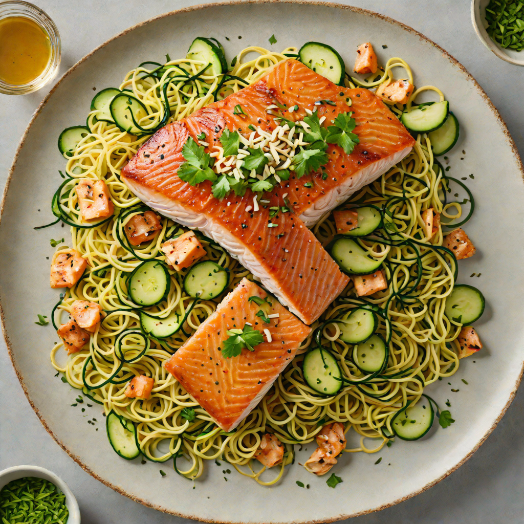 Pan-Seared Salmon with Garlic-Ginger Zucchini Noodles