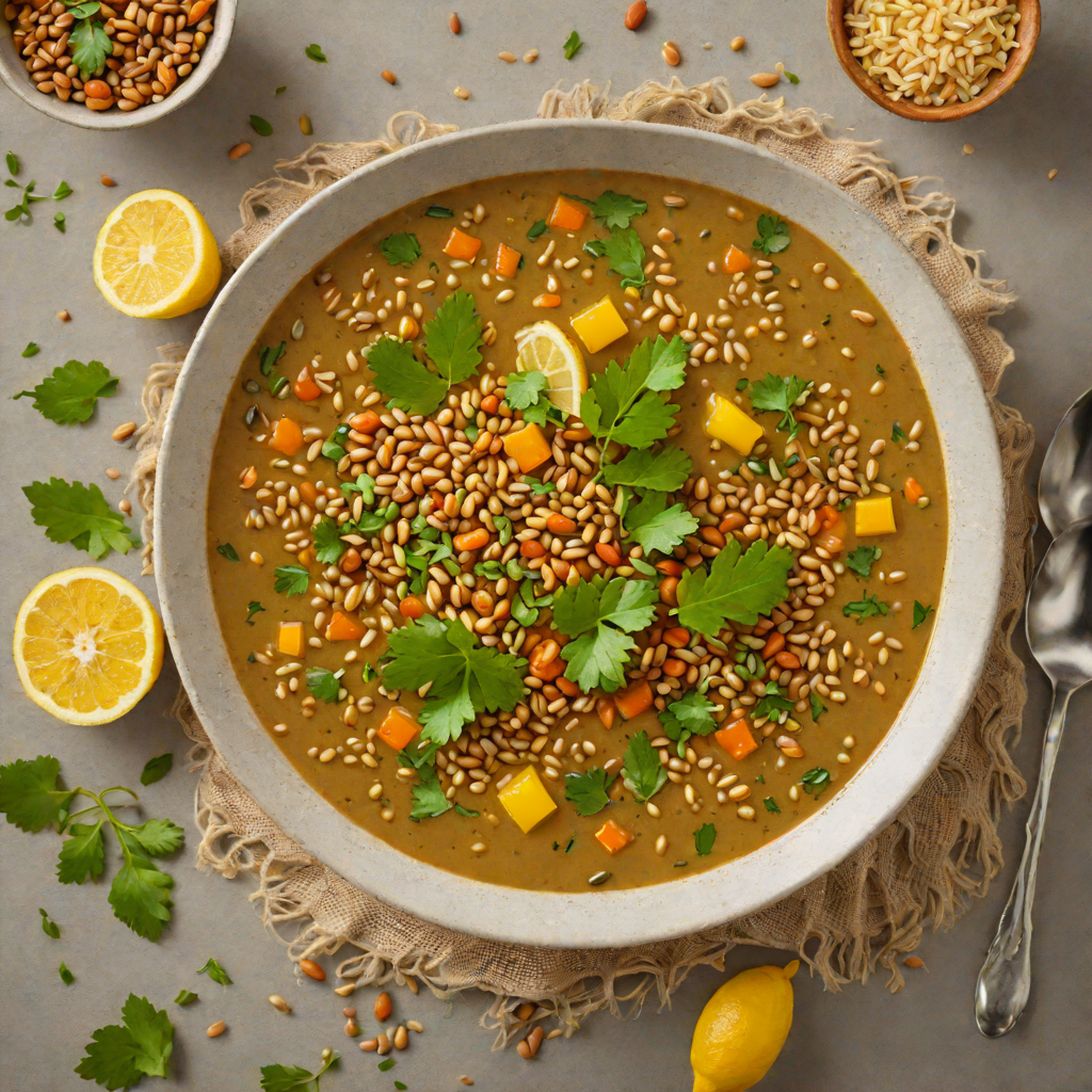 Lentil and Freekeh Soup with Coriander and Lemon