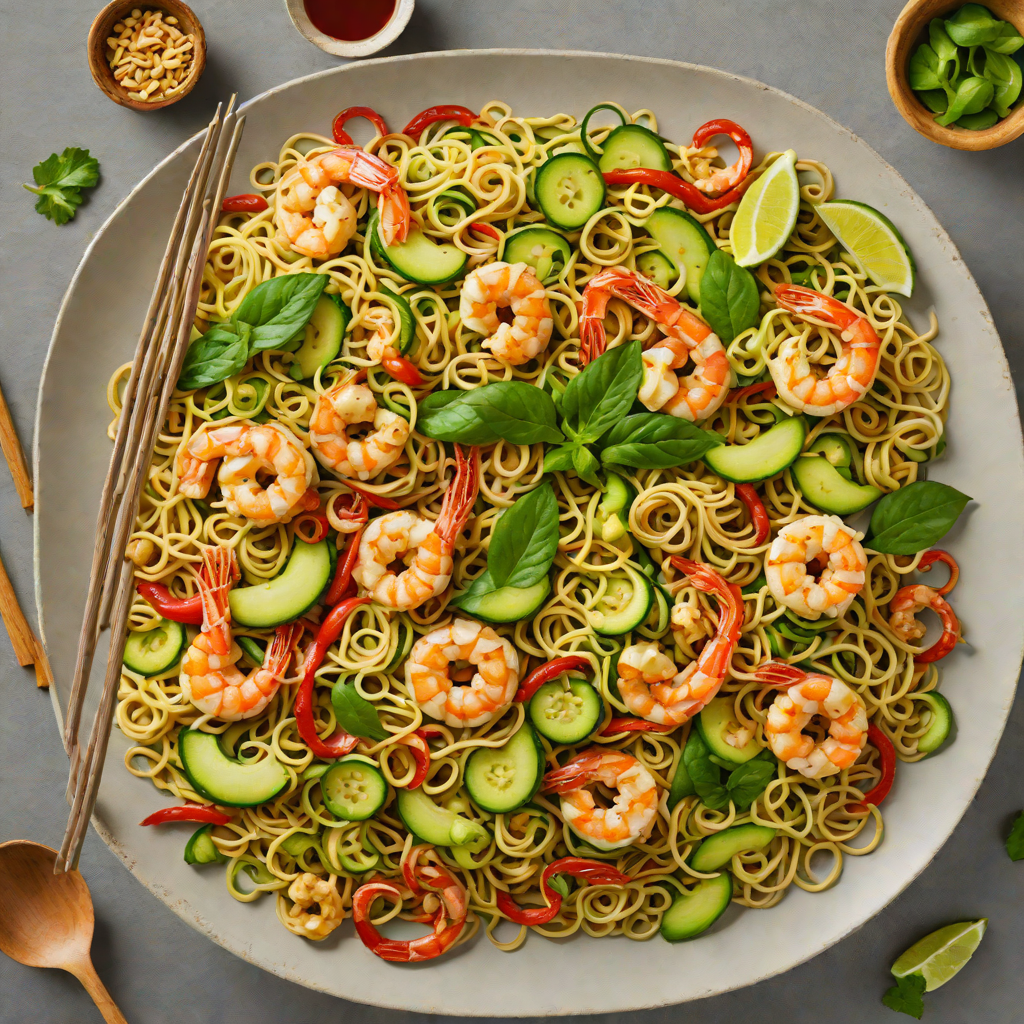 Zucchini Noodle Stir-Fry with Ginger Shrimp and Cashews