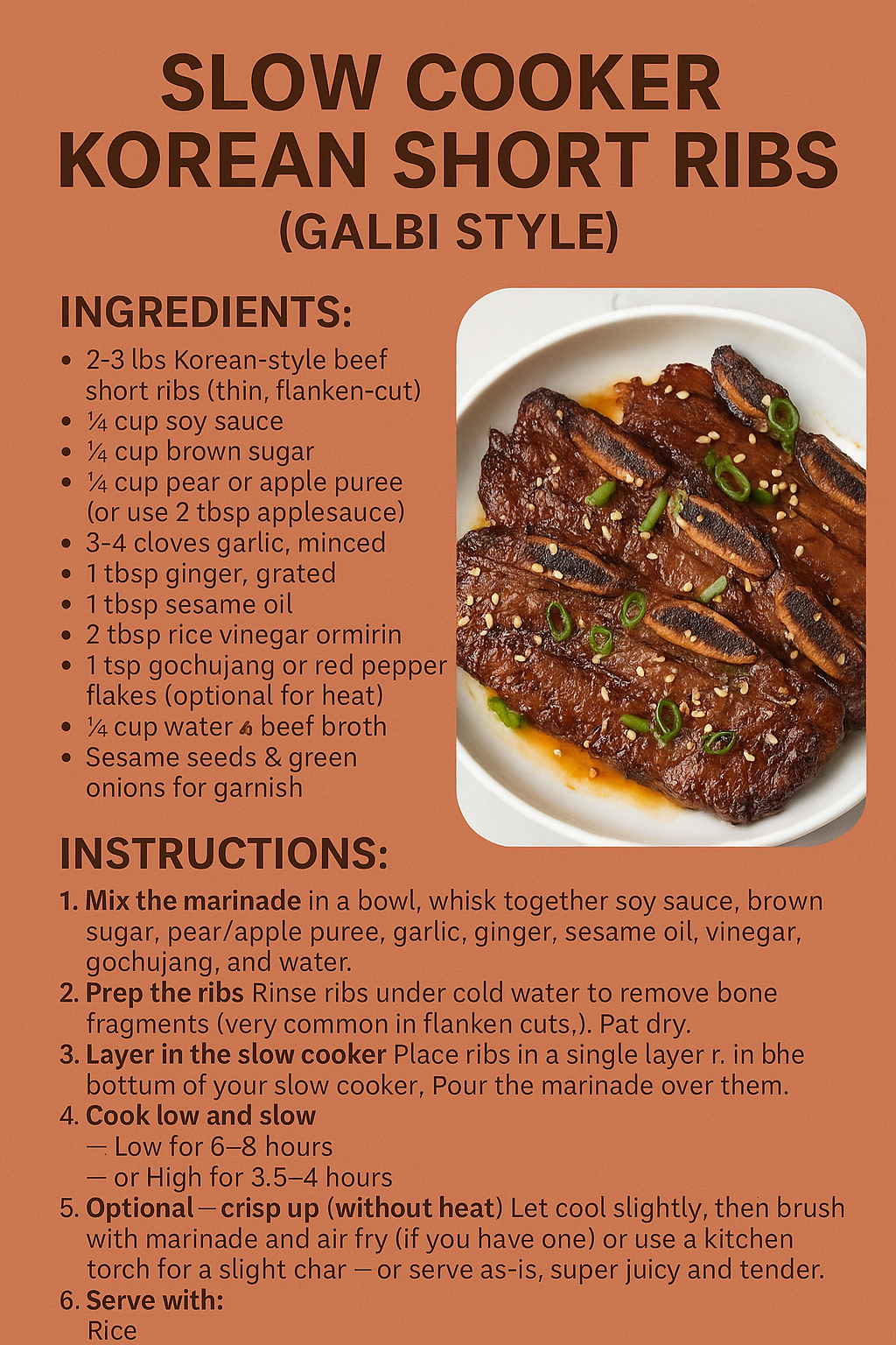 Slow Cooker Korean-Style Beef Short Ribs with Soy-Ginger Glaze