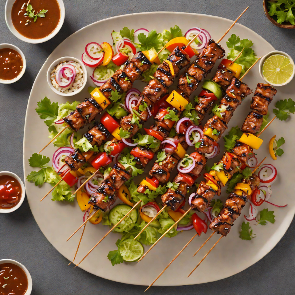 Tamarind-Glazed Grilled Pork Skewers with Pickled Vegetables