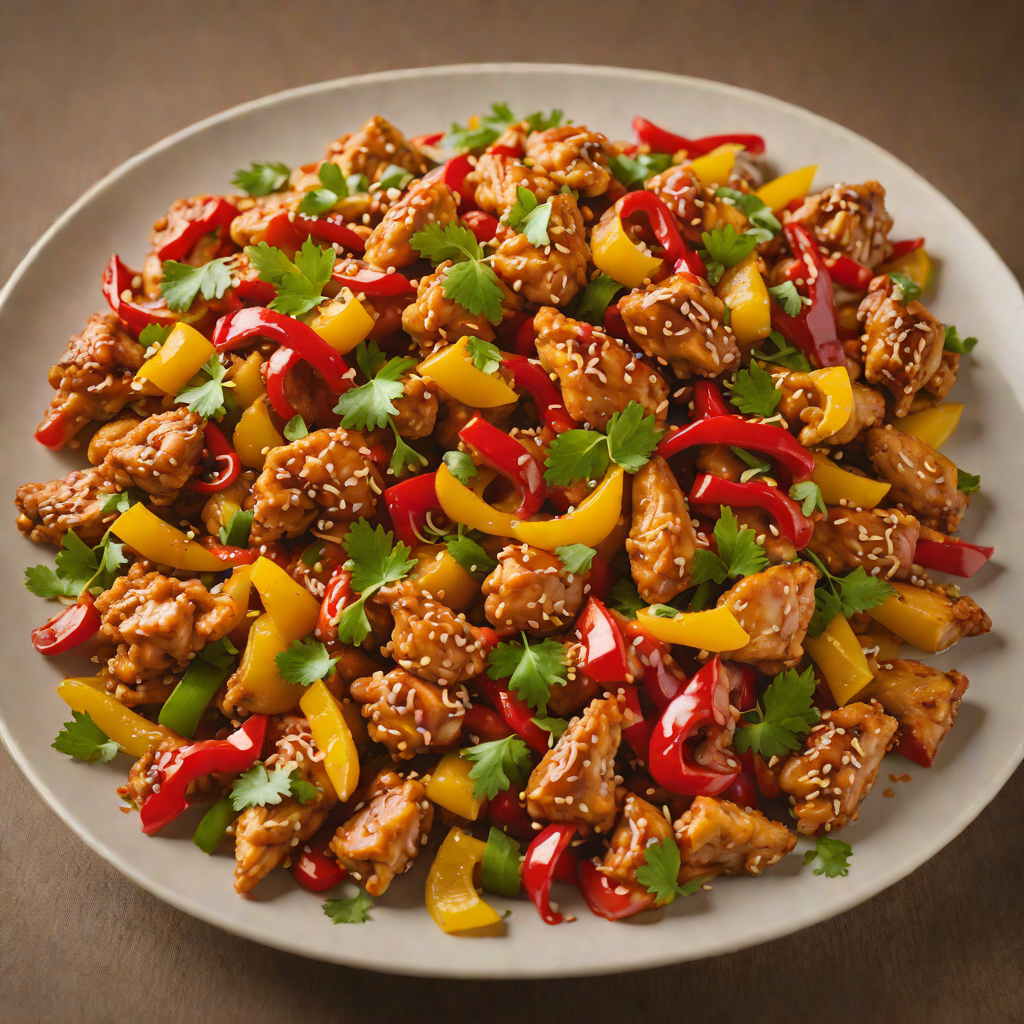 Stir-Fried Chicken with Bell Peppers and Garlic