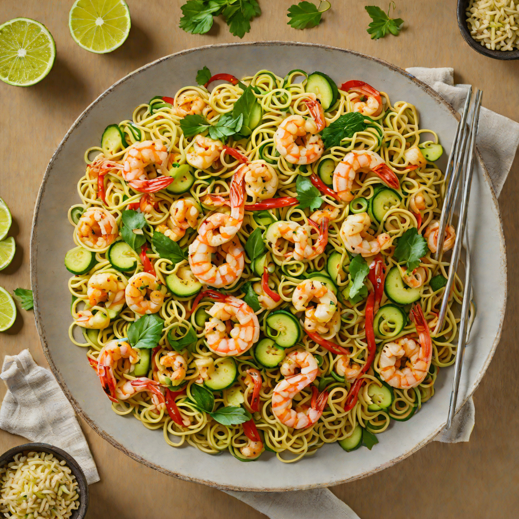 Zucchini Noodle Stir-Fry with Coconut Ginger Sauce and Shrimp