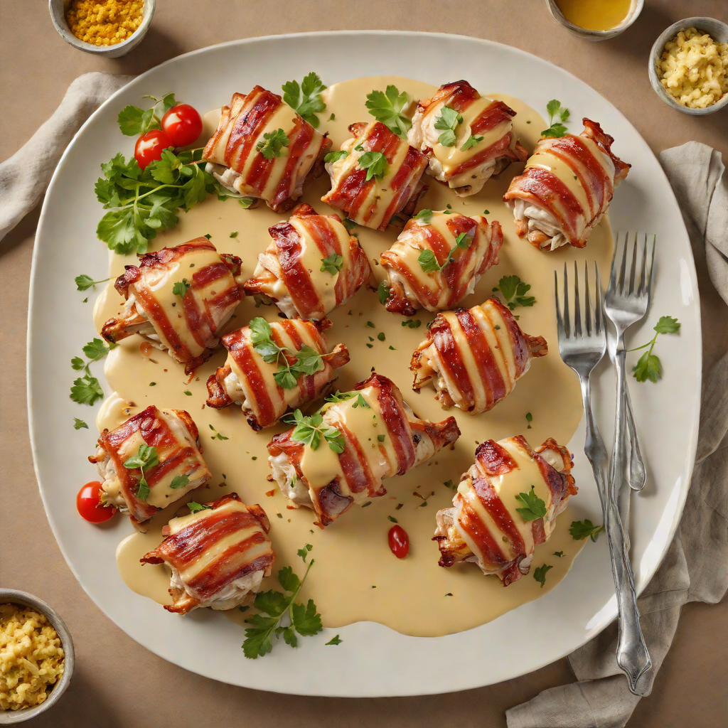 Bacon-Wrapped Chicken Thighs with Creamy Mustard Sauce