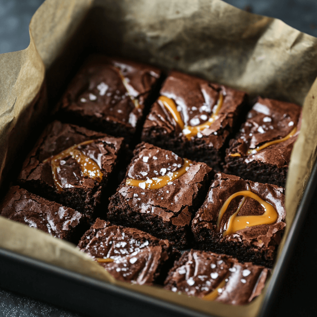 Salted Caramel Sheet Pan Brownies