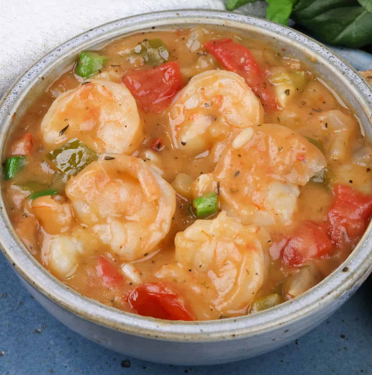 Sautéed Shrimp Étouffée with Tomato and Bell Pepper