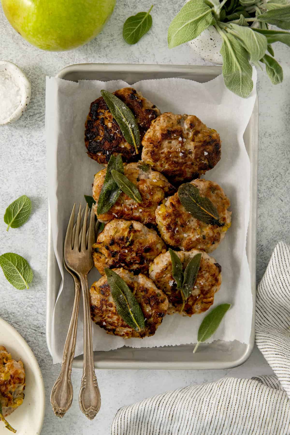 Sage-Spiced Pork Sausage Patties with Cinnamon Apple Compote
