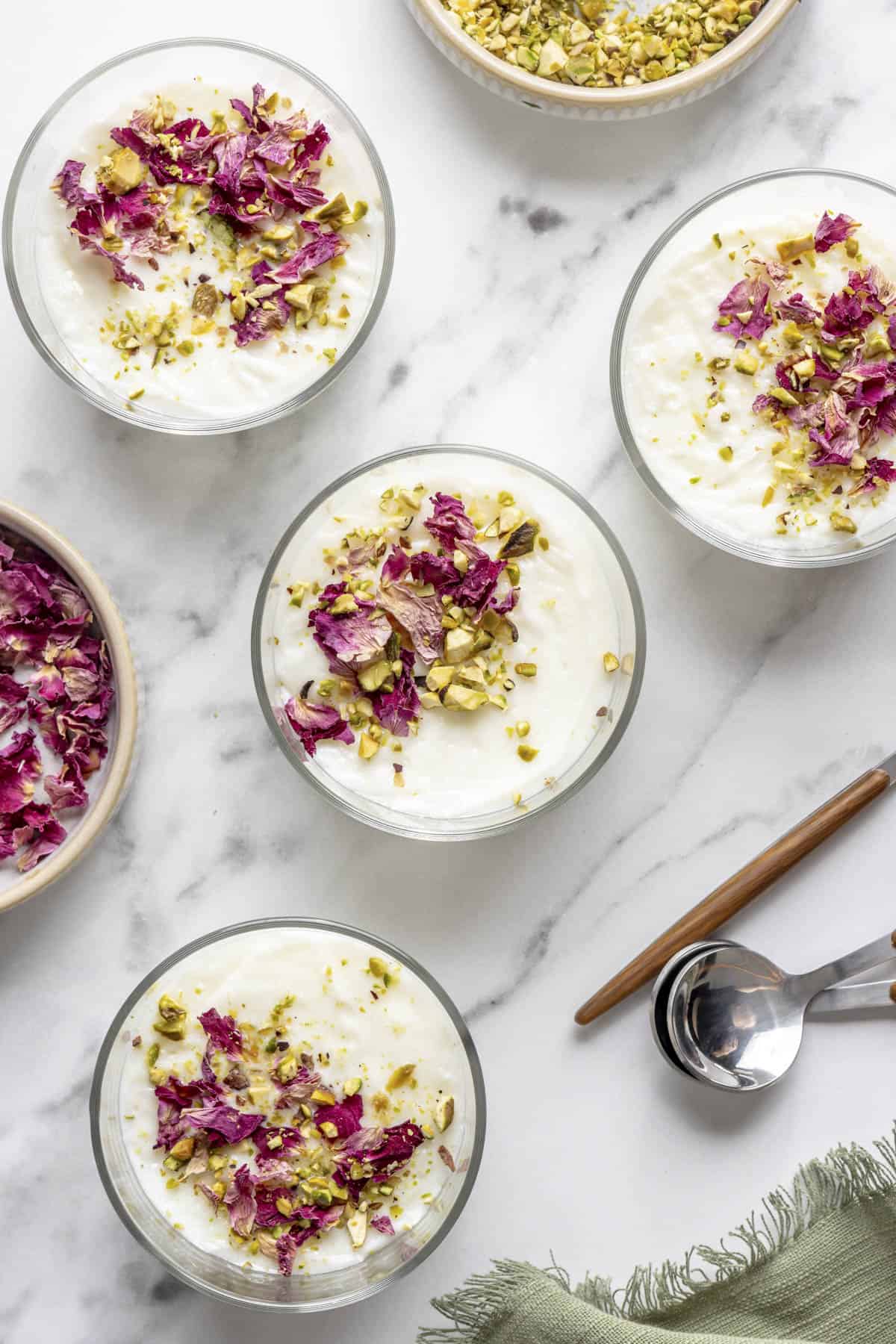 Mohalabia Rosewater Pudding with Pistachio Garnish