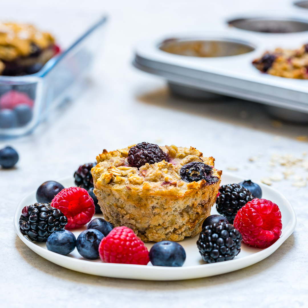Triple Berry Oatmeal Muffins