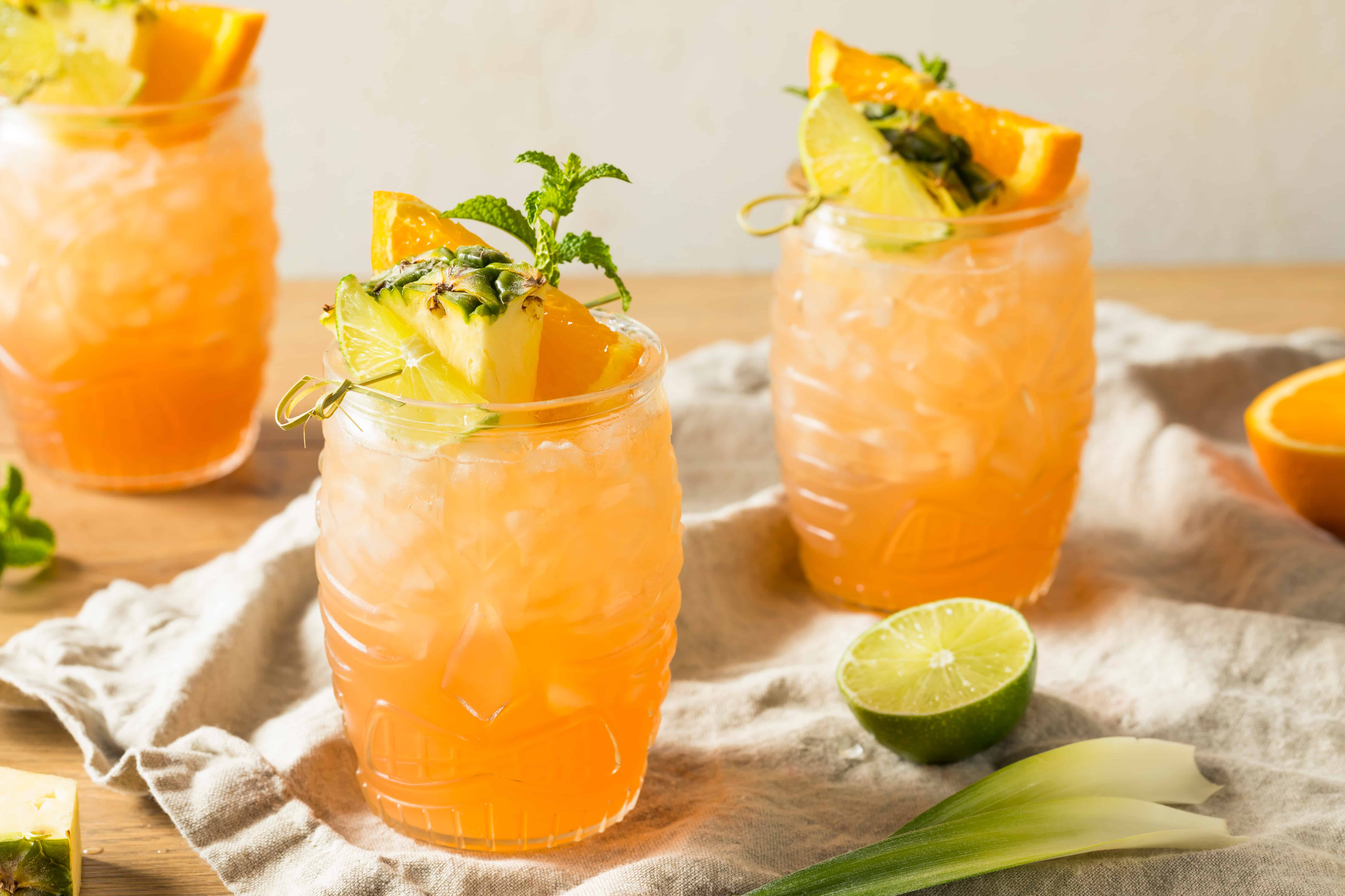 Tiki-Style Mai Tai Cocktail with Fresh Lime and Orange Liqueur